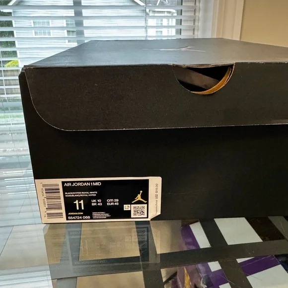 Air Jordan 1 Mid Men's Black and Blue Sneakers